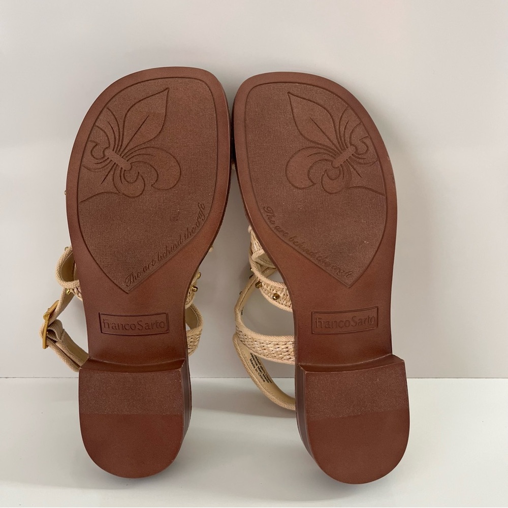 FRANCO SARTO Ina Toe Loop Sandal In Natural Raffia NEW - Picture 12 of 12